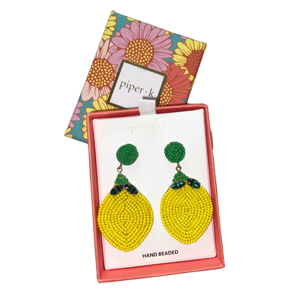 NEW Piper K Hand Beaded Lemon Earrings